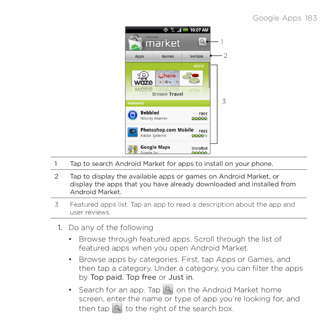 HTC 200 manual Google Apps  